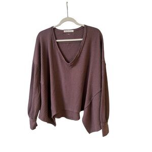 Anthropologie We the Free waffle weave top light plum color sz Small